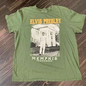 Vintage Elvis Presley Memphis Tennessee Graphic T Shirt Men 2XL Military Green